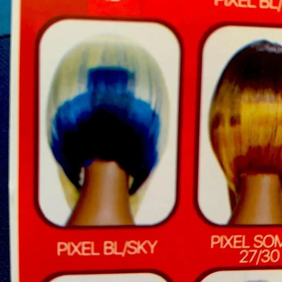 Blunt Bob Lace Front Wig Center Part Blonde, Blue Pixel - Picture 5 of 9